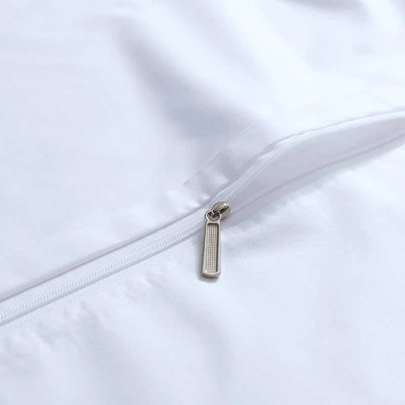 Degella Grey Stripe Egyptian Cotton Luxury White Bedding Set