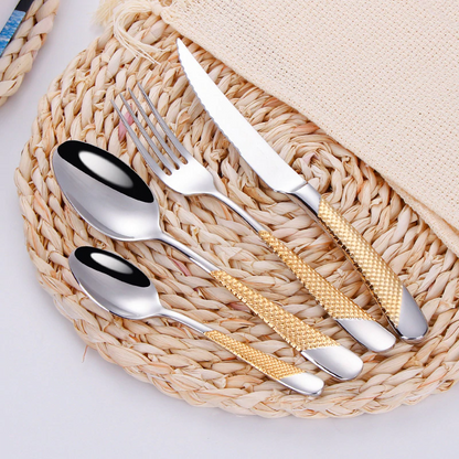 Ferran Diagonal Textured Stainless Steel Cutlery Set