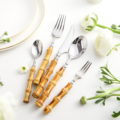 Arashiyama Natural Bamboo Stainless Steel Cutlery Set