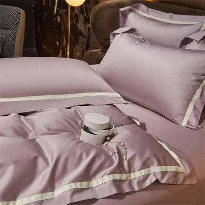 Brisa Dusky Rose Contrasting Hotel Stripe Bedding Set