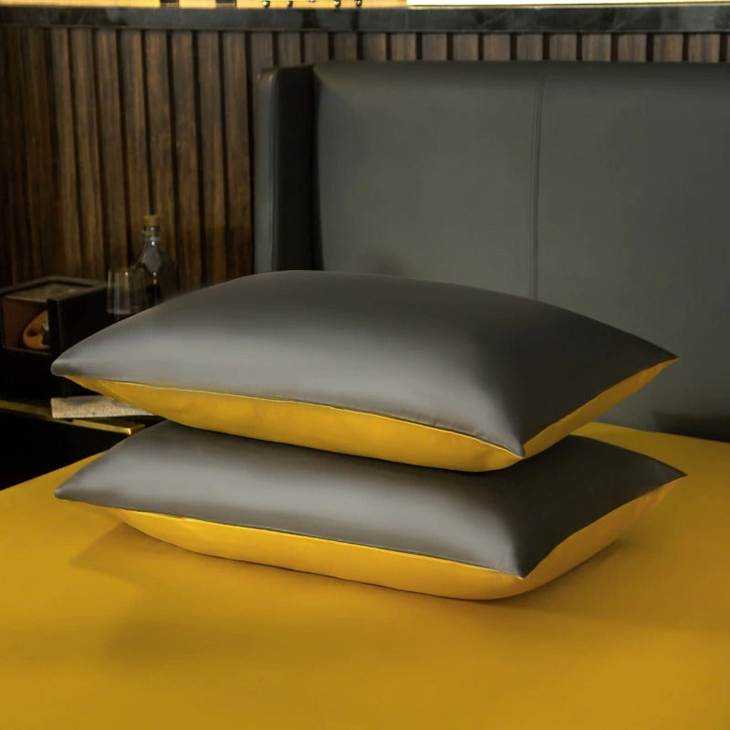 Shemir Grey Gold Reversible Egyptian Cotton Bedding Set
