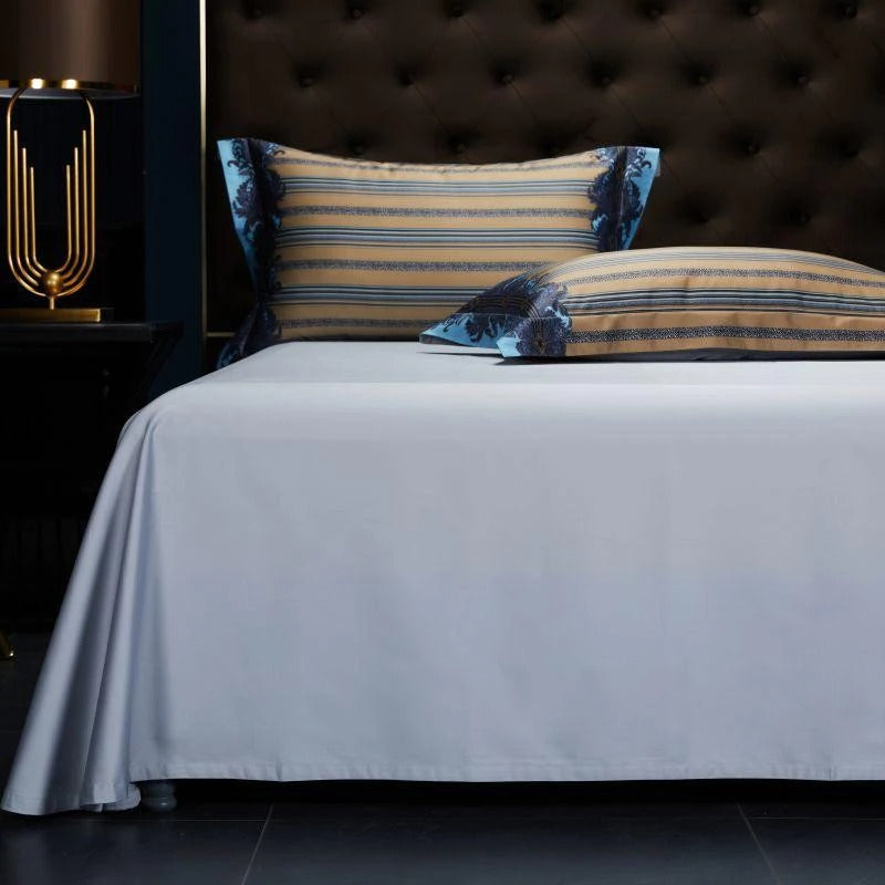 Carol Damask And Striped Printed Cotton Silky Egyptian Cotton Bedding Set