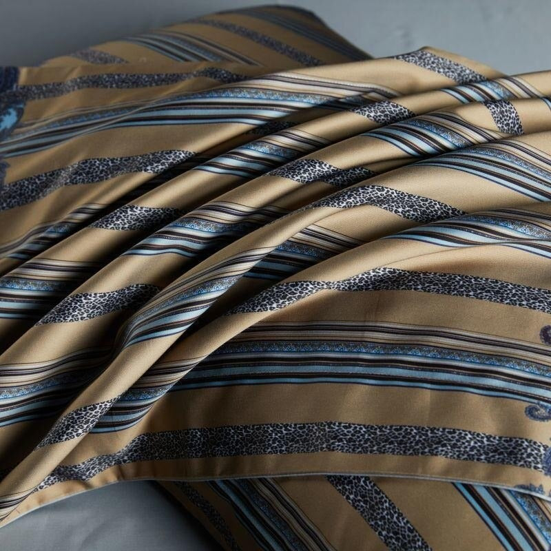 Carol Damask And Striped Printed Cotton Silky Egyptian Cotton Bedding Set