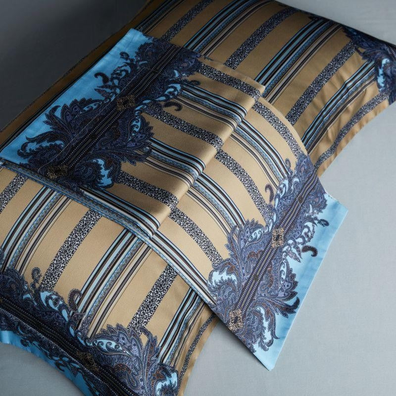 Carol Damask And Striped Printed Cotton Silky Egyptian Cotton Bedding Set