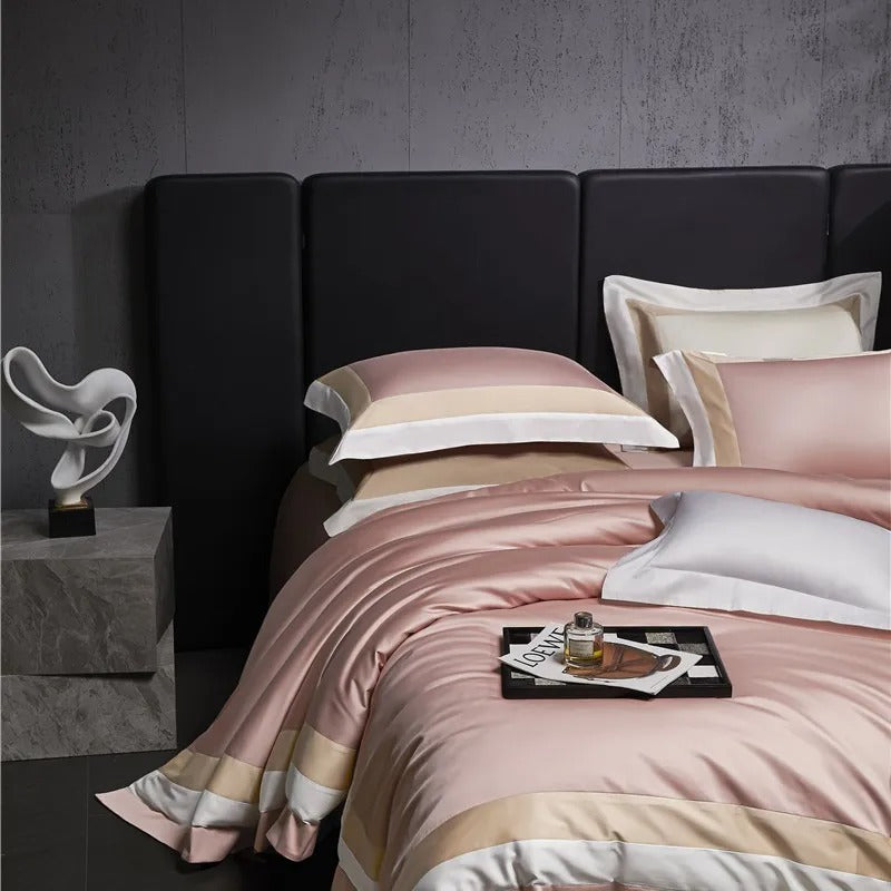 Luxor Pink Stripe Egyptian Cotton Bedding Set