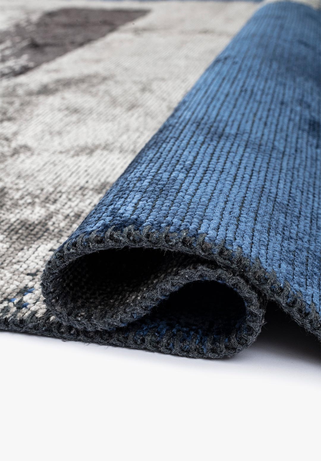 Malaga Navy Blue - Light Grey Rug