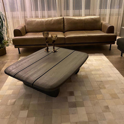 Adora Handcrafted Flatweave Natural Leather Rug