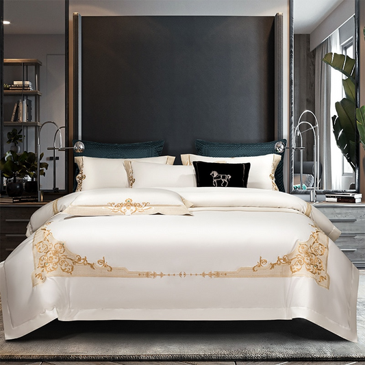 Cleopatra White Luxury Egyptian Cotton Bedding Set