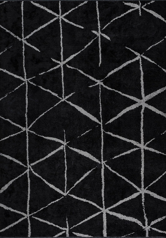 Palermo Light Grey - Black Rug