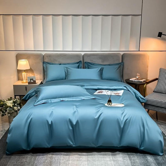 Neo Sky Blue Silky Cotton Bedding Set