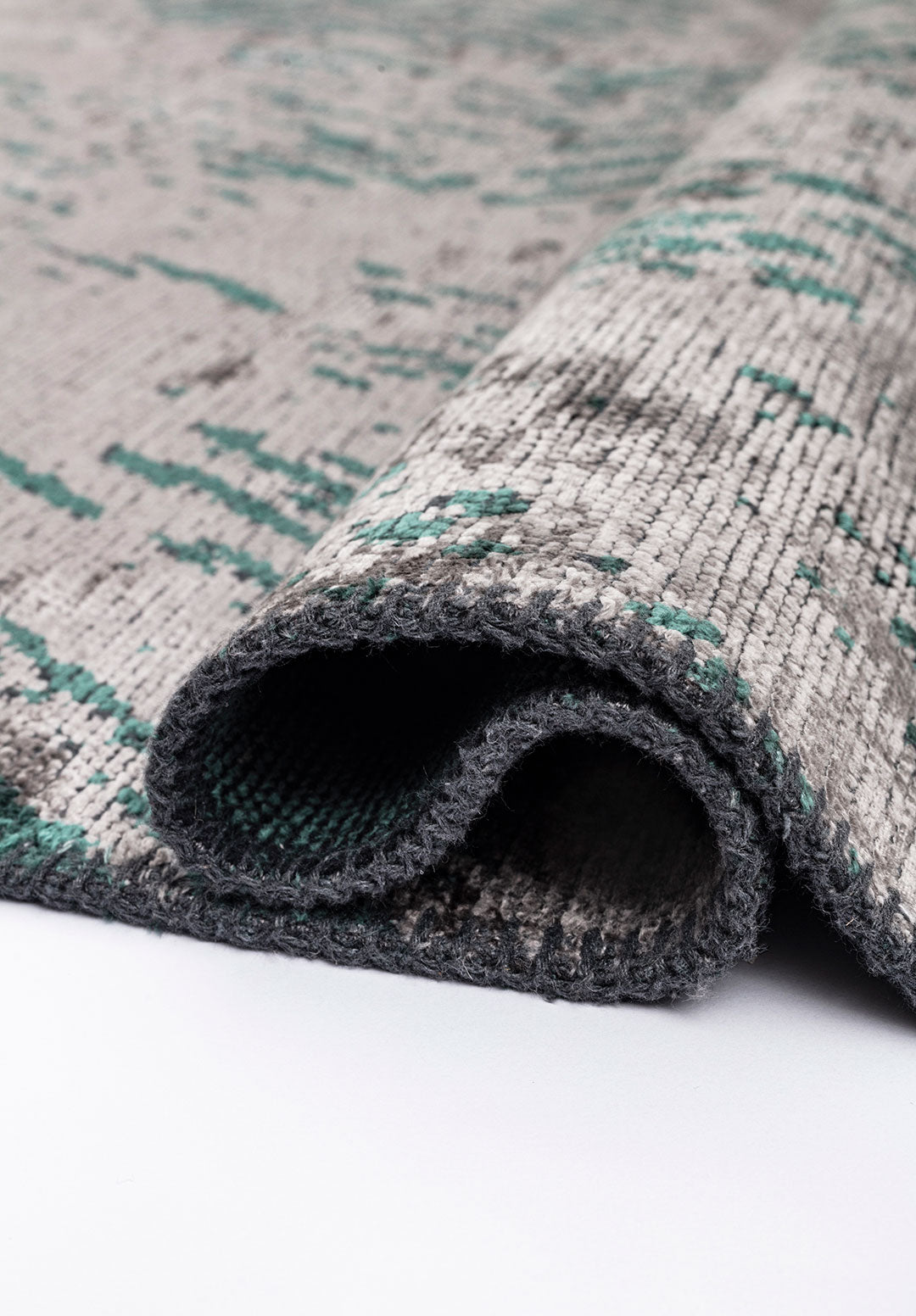 Rustic Grey - Dark Green Rug