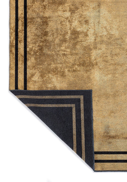 Parallel Border Gold - Black Rug