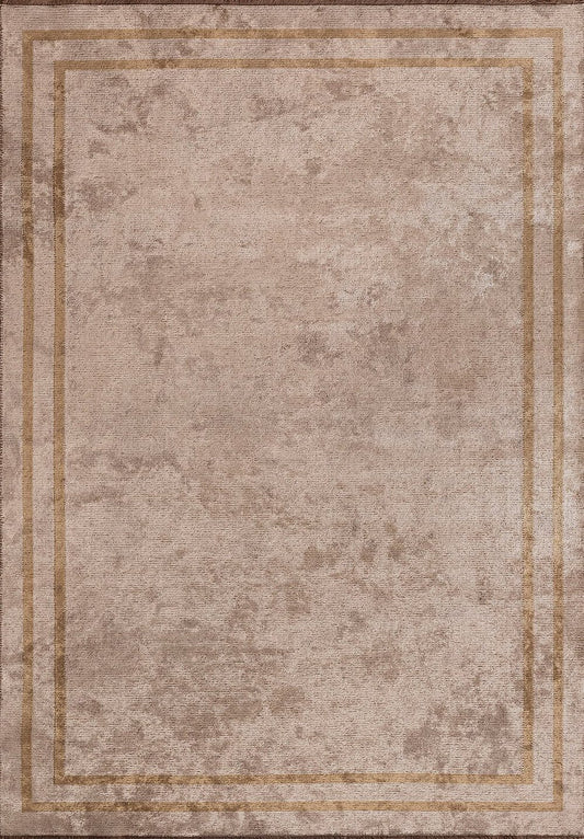 Parallel Border  Beige - Coffee Rug