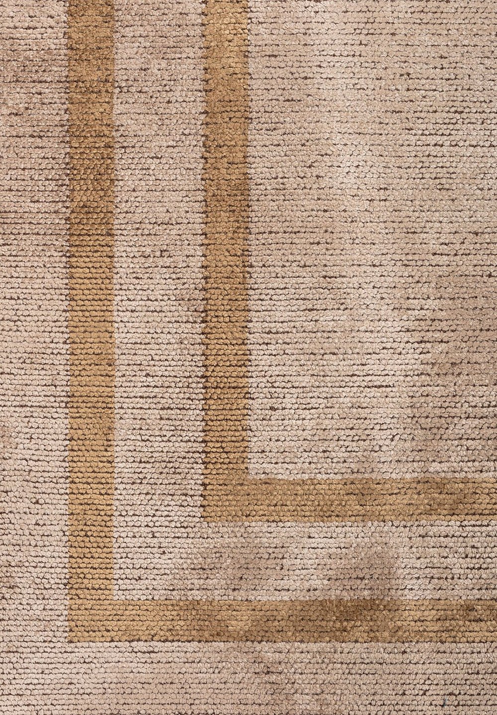 Parallel Border  Beige - Coffee Rug