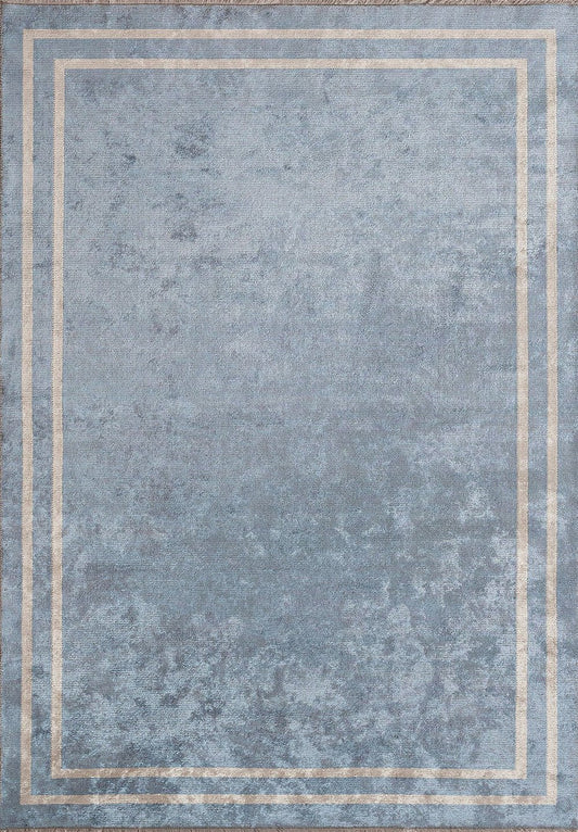 Parallel Border Blue - Beige Rug