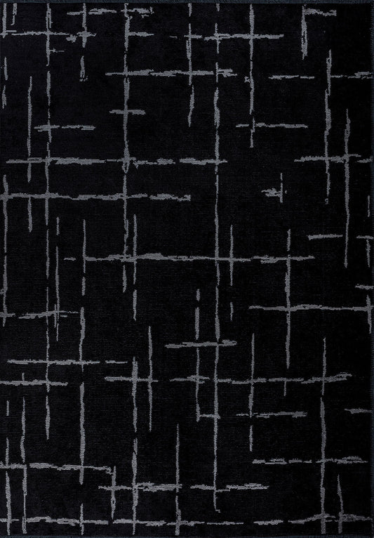 Mark Light Grey - Black Rug