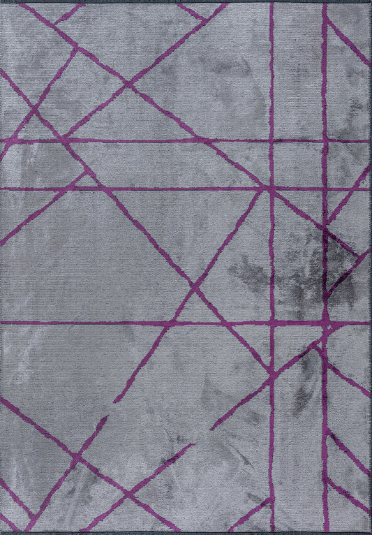 Grid Light Grey - Purple Rug