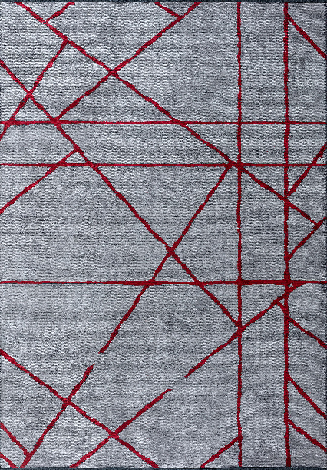 Grid Light Grey - Red Rug