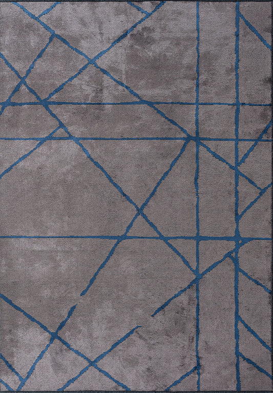 Grid Dark Grey - Navy Blue Rug