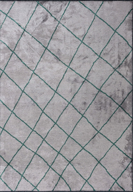 Moroccan Dark Green - Light Grey Rug