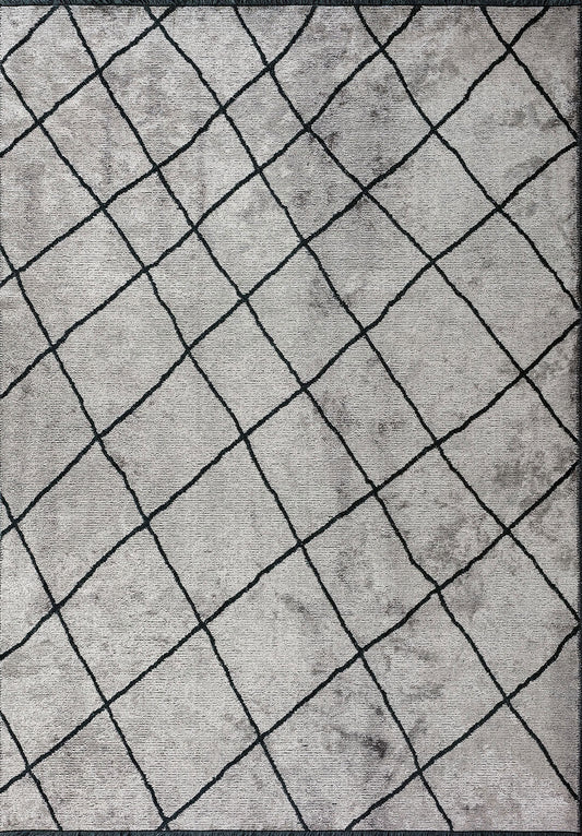 Moroccan Matte Black - Light Grey Rug