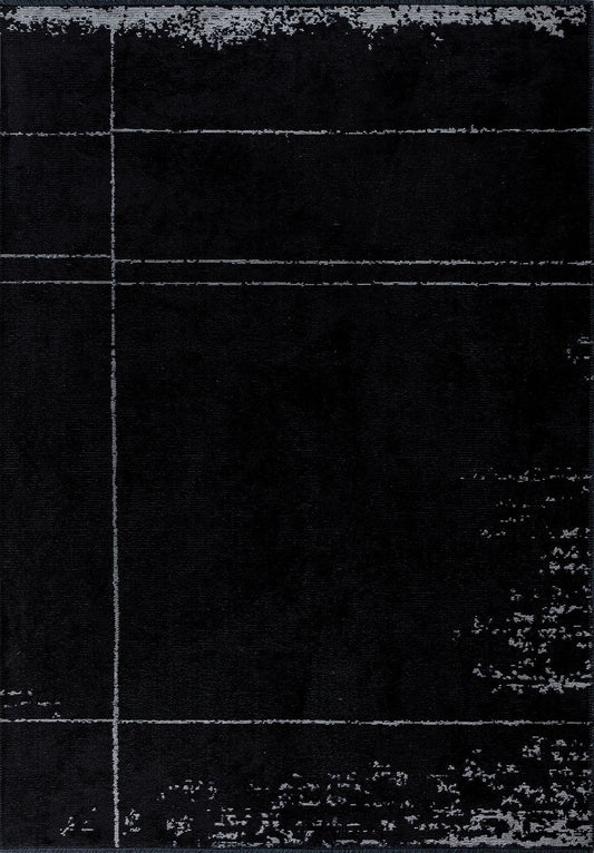 Barber Light Grey - Black Rug