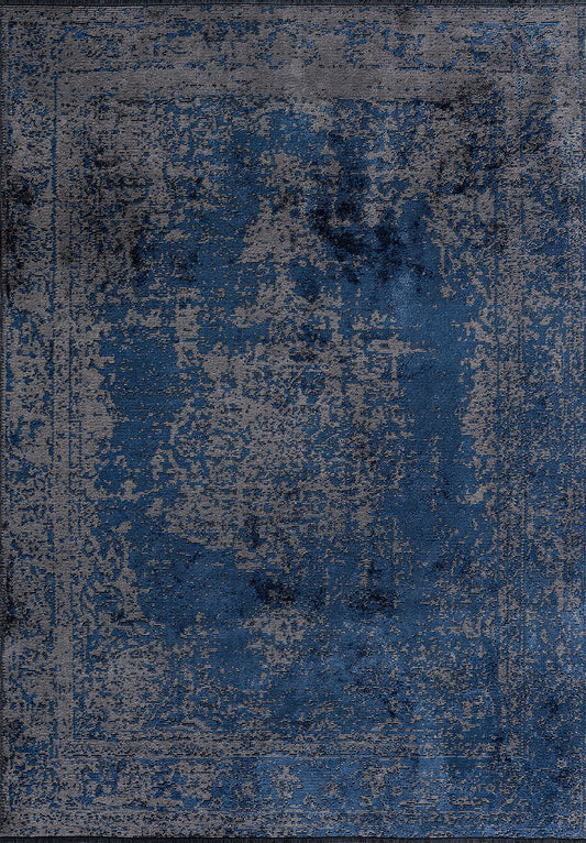 Medallion Grey - Navy Blue Rug
