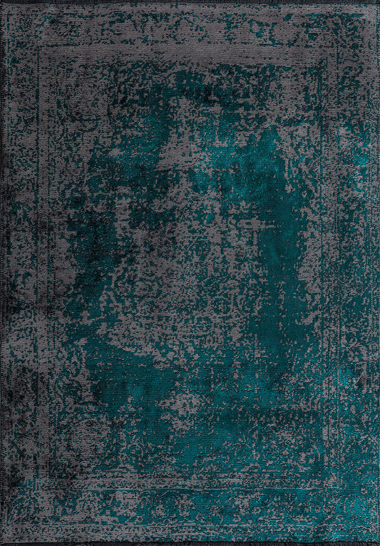 Medallion Grey - Dark Turquoise Rug
