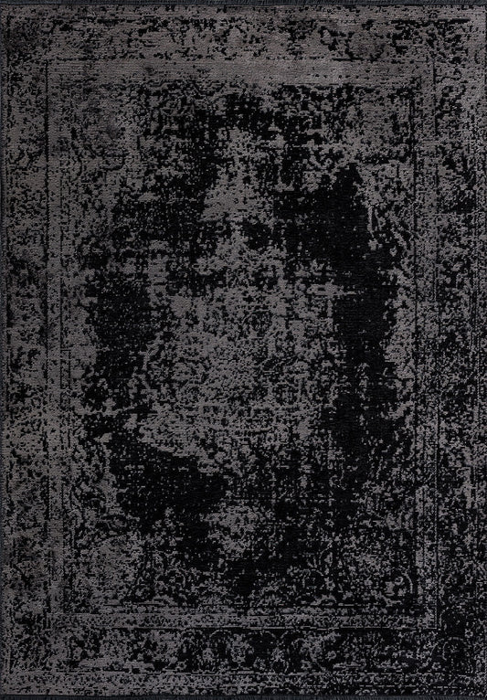 Medallion Grey - Black Rug
