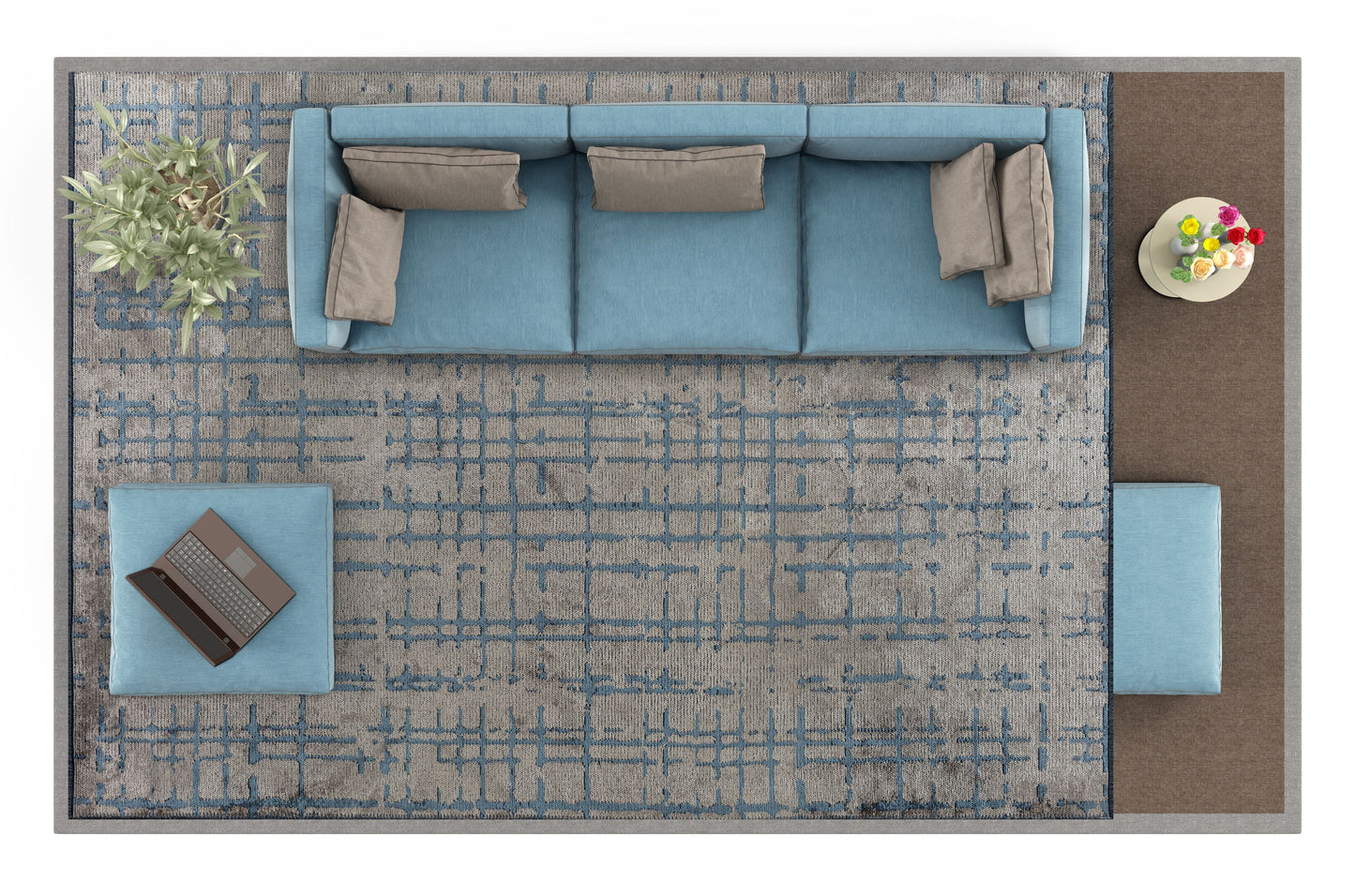 Axis Blue - Beige Rug