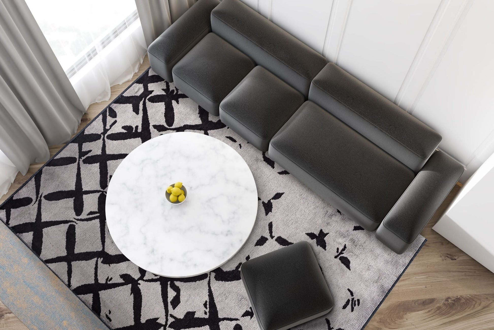 Fade Black - Light Grey Rug