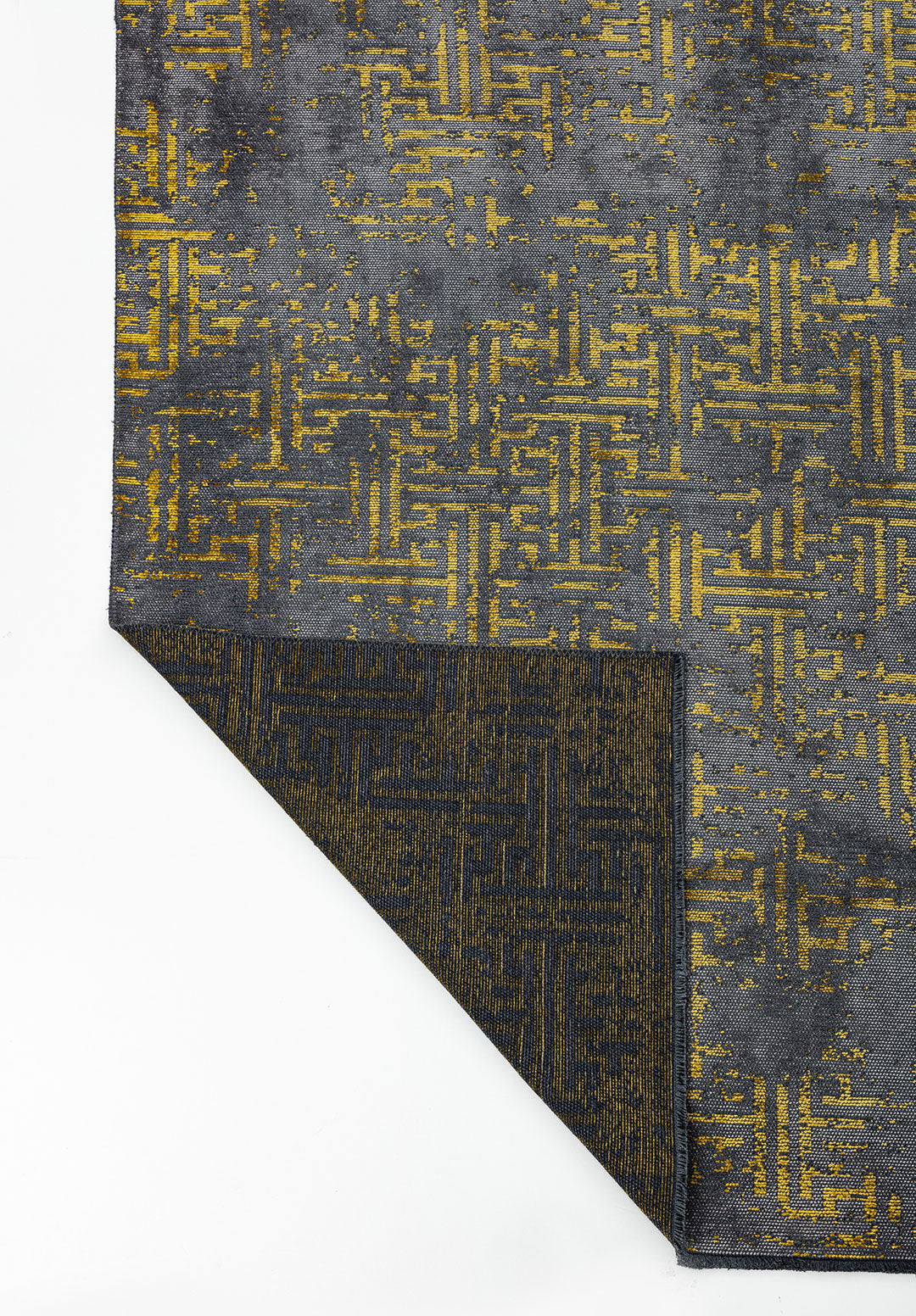 Labyrinth Grey - Yellow Rug