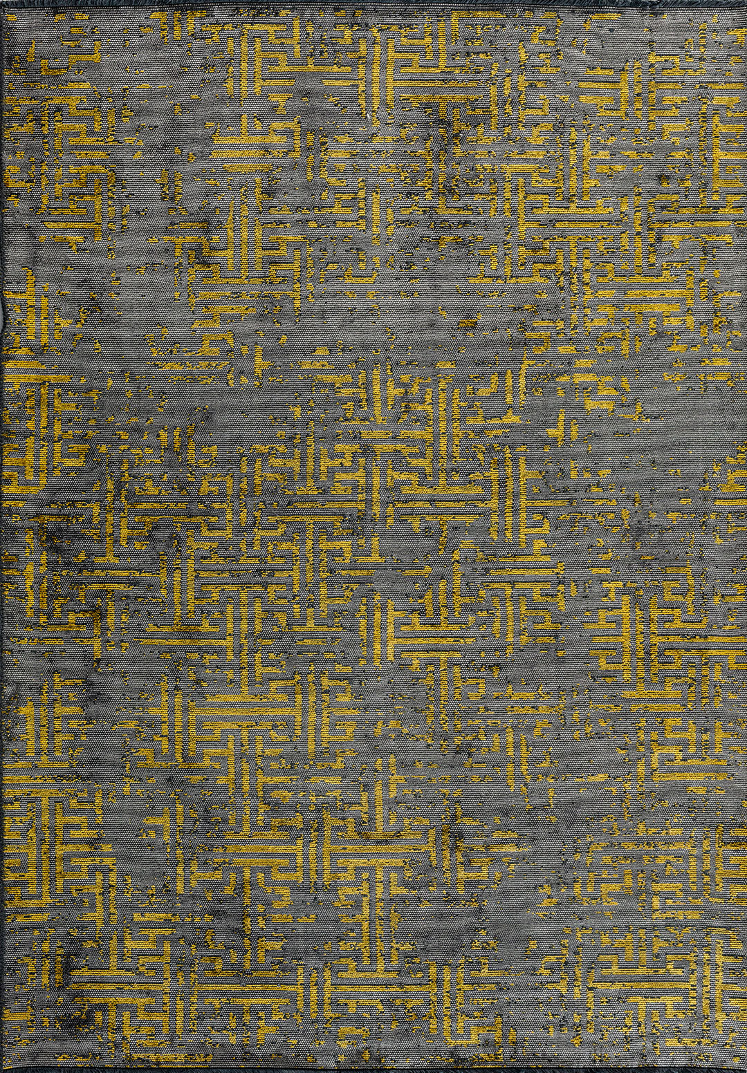 Labyrinth Grey - Yellow Rug