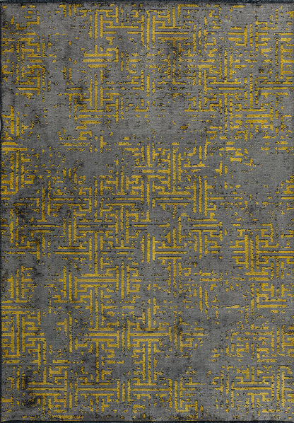 Labyrinth Grey - Yellow Rug