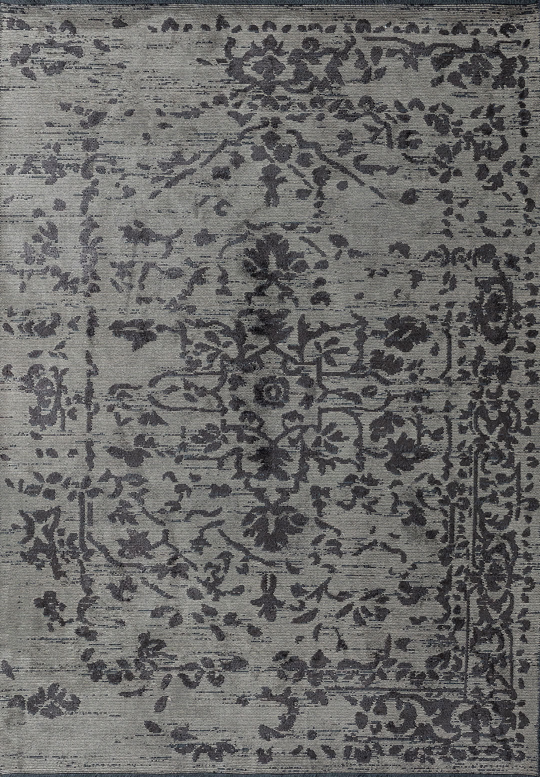 Flora Charcoal - Beige Rug