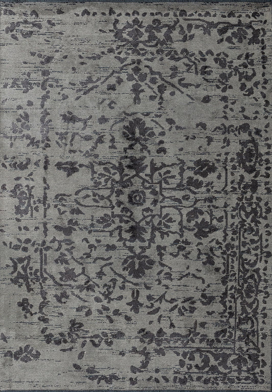 Flora Charcoal - Beige Rug