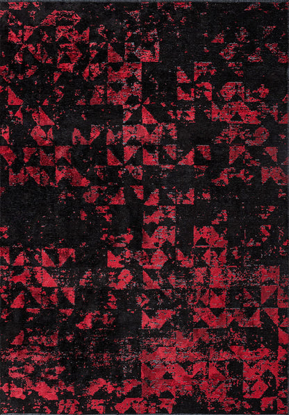 Triangle Black - Red Rug