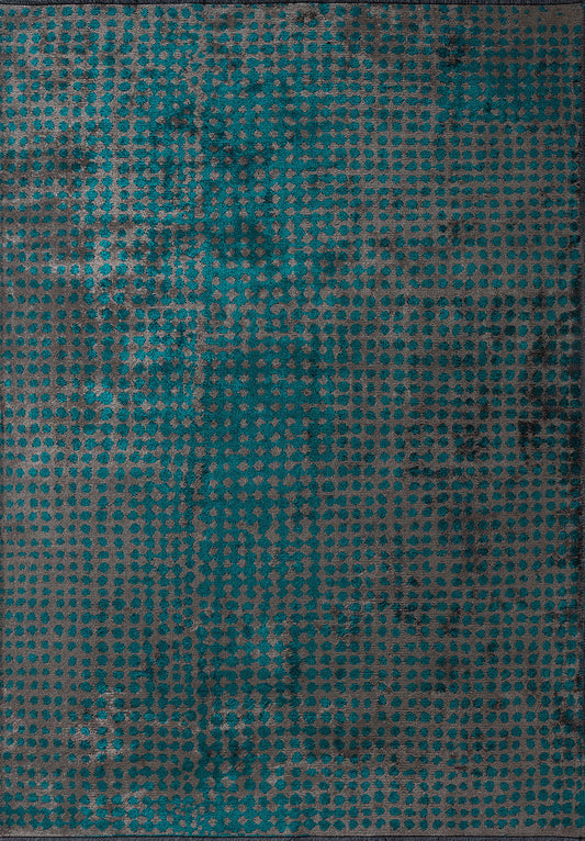 Dots Charcoal - Dark Turquoise Rug