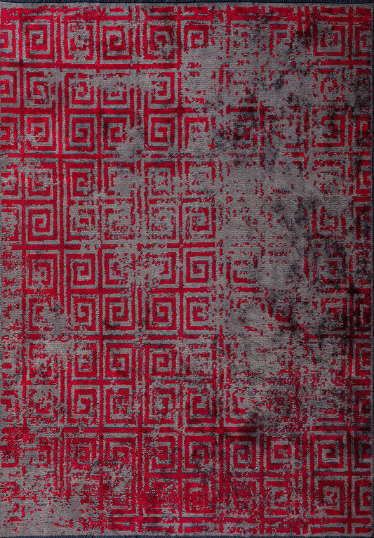 Helix Red - Dark Grey Rug