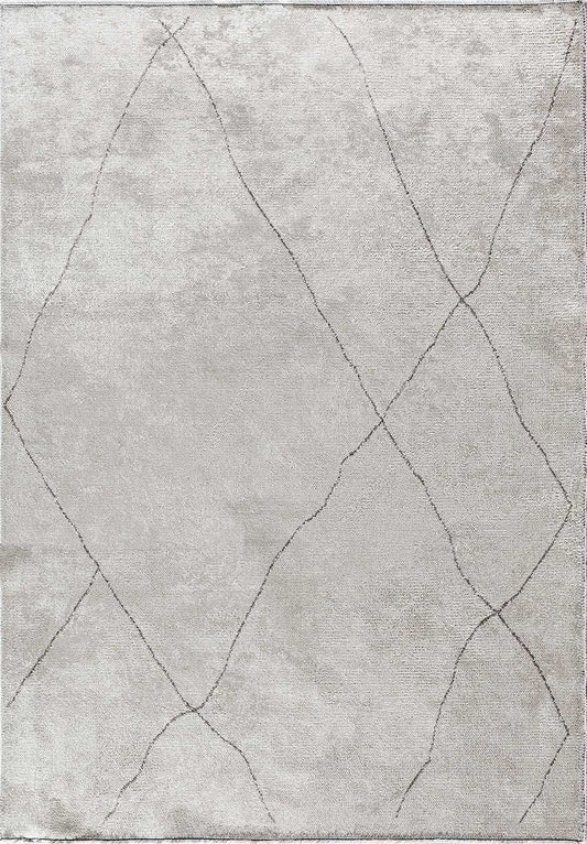 Bohemian Dark Grey - White Rug