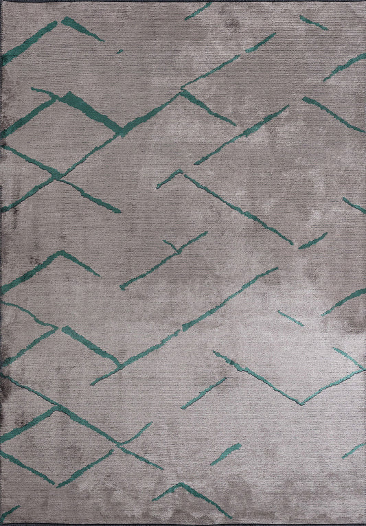 Wave Dark Green - Light Grey Rug