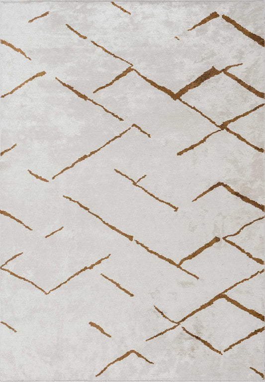 Wave Cacao - White Rug