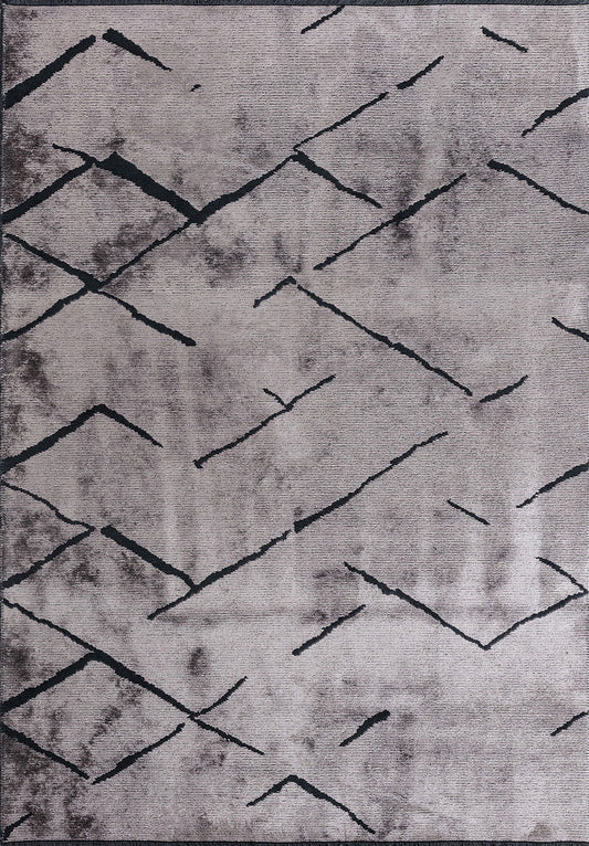 Wave Matte Black - Light Grey Rug
