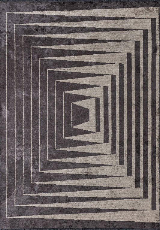 Cubic Charcoal - Beige Rug