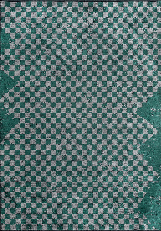 King Dark Green - Light Grey Rug