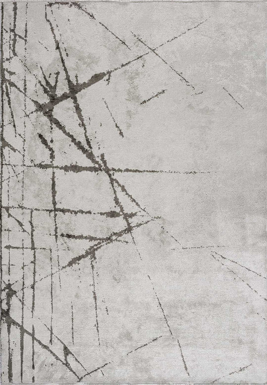 Crack Dark Grey - White Rug