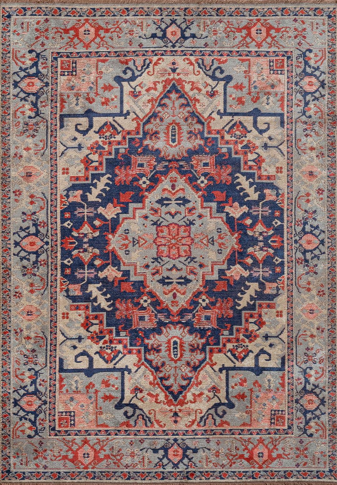 Valenza Navy - Red Rug