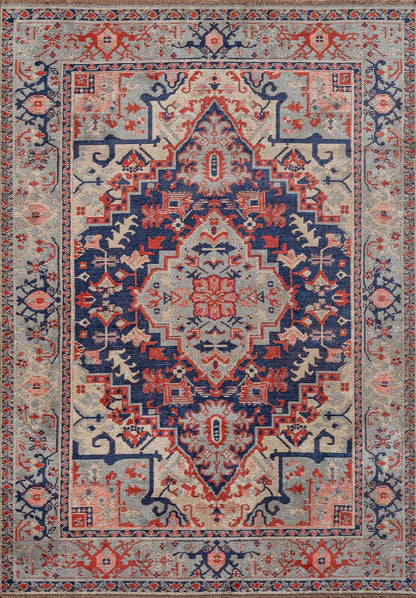 Valenza Navy - Red Rug
