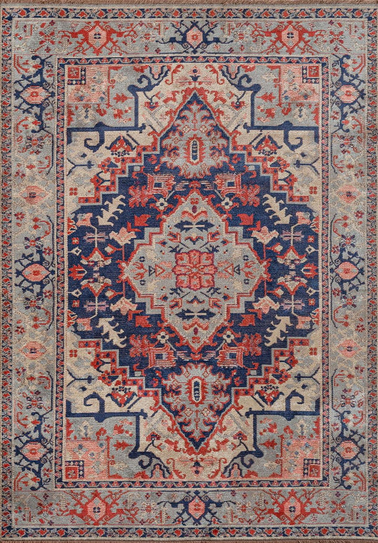 Valenza Navy - Red Rug