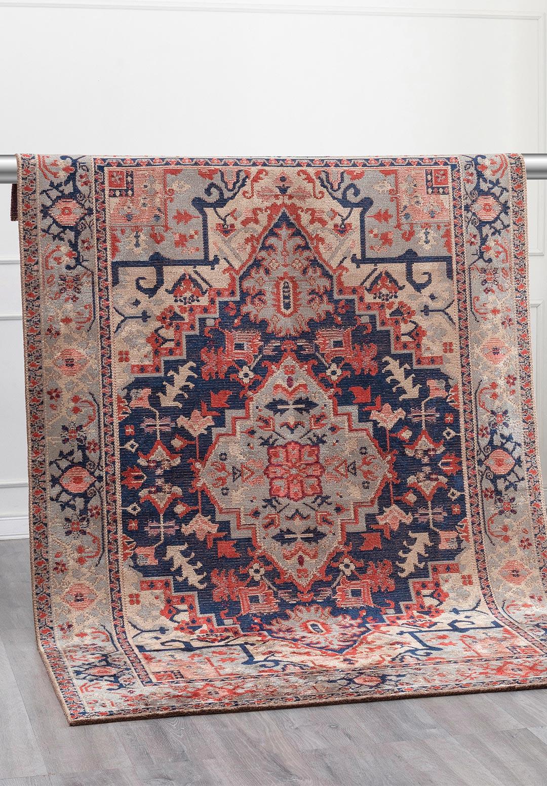 Valenza Navy - Red Rug